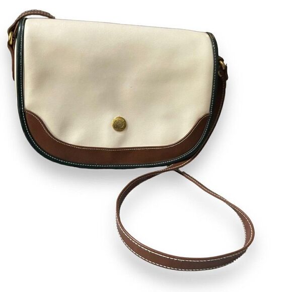 Rivage Classic Crossbody Bag Womens Cream Brown Adjustable Strap Vintage Pockets - Picture 1 of 16